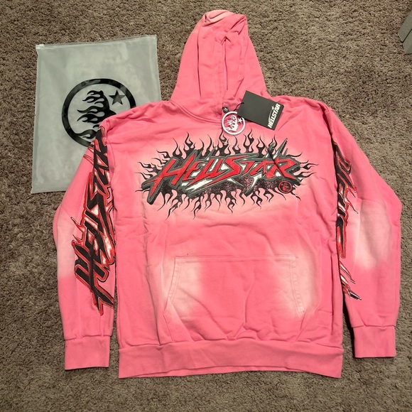 Hellstar Pink Zip Up Hoodie w/ NFC Scan – Streetwear Graphic - Picture 1 of 8